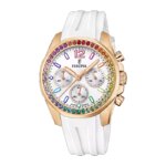 Montre Femme Rainbow Acier inoxydable rose et caoutchouc blanc FESTINA F20611/2