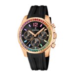 Montre Femme Rainbow Acier inoxydable rose et caoutchouc noir FESTINA F20611/3