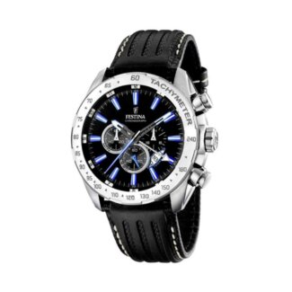 Montre Chronographe Homme, Acier inoxydable et Cuir noir FESTINA F16489/3