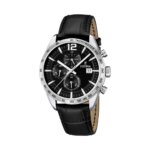 Montre Chronographe Homme, Acier inoxydable et Cuir noir FESTINA F16760/4