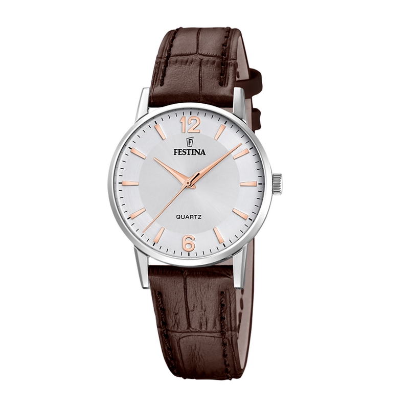montre-classique-femme-FESTINA-acier-inoxydable-et-cuir-marron-F20691-2 Montre Classique Femme Acier inoxydable et Cuir marron FESTINA F20691/2