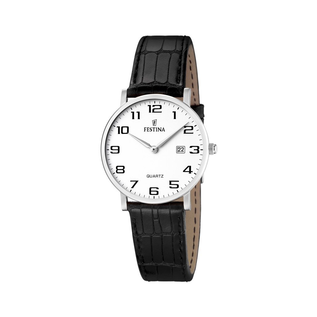 montre-classique-femme-FESTINA-acier-inoxydable-et-cuir-noir-F16477-1 Montre Classique Femme Acier inoxydable et Cuir noir FESTINA F16477/1
