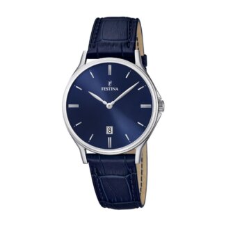 Montre Classique Homme, Acier inoxydable et Cuir bleu FESTINA F16745/3