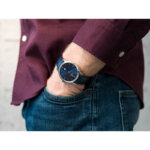 Montre Classique Homme, Acier inoxydable et Cuir bleu FESTINA F16745/3 portée