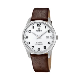 Montre Classique Homme Acier inoxydable et Cuir marron FESTINA F20512/1
