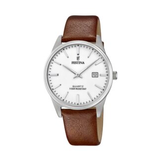 Montre Classique Homme Acier inoxydable et Cuir marron FESTINA F20512/2