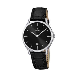 Montre Classique Homme, Acier inoxydable et Cuir noir FESTINA F16745/5