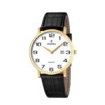 Montre Classique Homme Acier inoxydable doré et Cuir noir FESTINA F16478/1