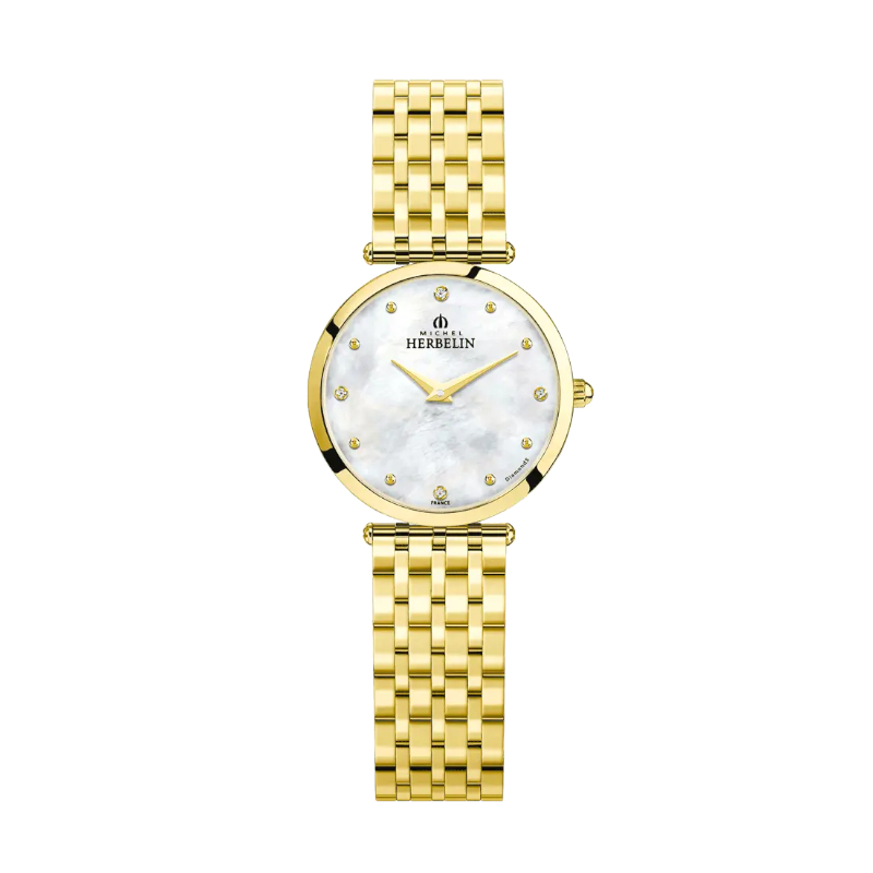 montre-epsilon-femme-HERBELIN-acier-inoxydable-doré-et-diamants-17116-BP89 Montre Epsilon Femme Acier doré inoxydable et Diamants HERBELIN 17116/BP89