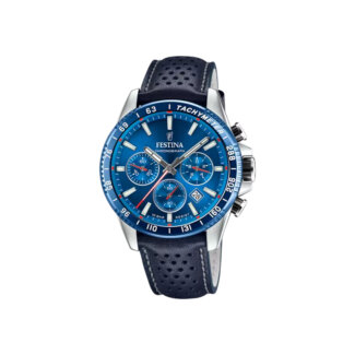 Montre Chronographe Homme Acier inoxydable et Cuir bleu foncé FESTINA F20561/3