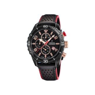 Montre Chronographe Homme, Acier inoxydable et Cuir noir FESTINA F20519/4