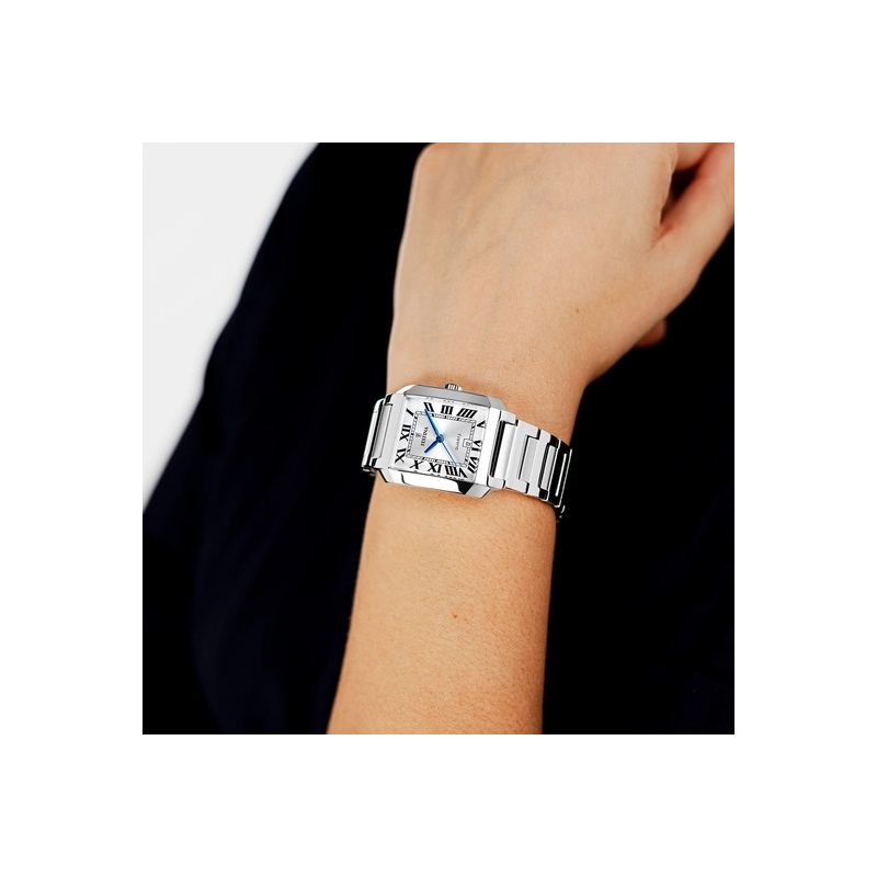 montre-rectangulaire-femme-FESTINA-acier-inoxydanle-F20679-1-portée Montre » On the Square » Femme Acier inoxydable FESTINA F20679/1 portée