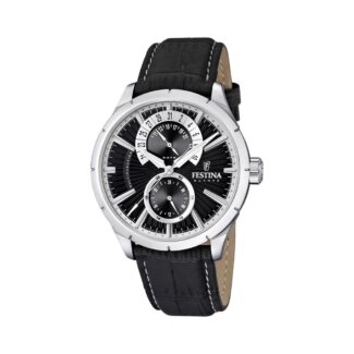 Montre Rétro Homme, Acier inoxydable et Cuir noir FESTINA F16573/3
