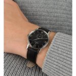 Montre Rétro Homme, Acier inoxydable et Cuir noir FESTINA F20566/4 portée