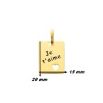 Pendentif Cœur » je t’aime » Plaqué Or ROBBEZ MASSON, dimensions