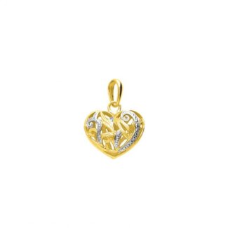 Pendentif Femme Cœur Or jaune 750/1000 et Rhodium ROBBEZ MASSON