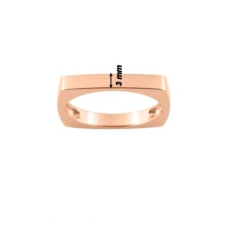 Bague Femme Rectangulaire Plaqué Or rose, largeur
