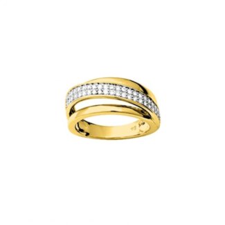 Bague Femme double Plaqué Or et oxydes de zirconium