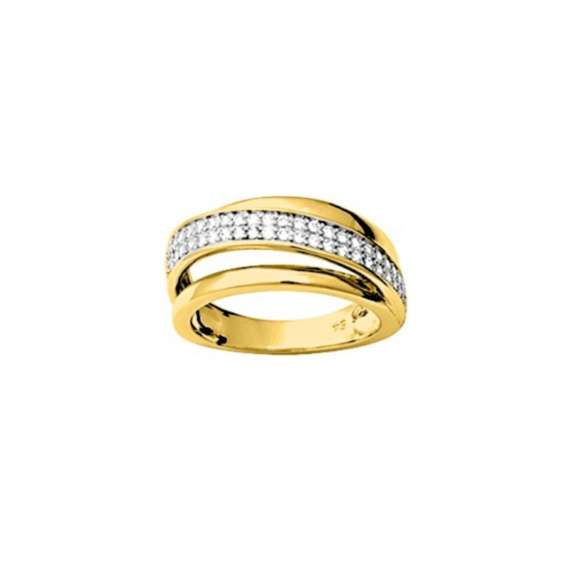 bague-femme-plaqué-or-rhodium-et-oxydes-ROBBEZ-MASSON-137031 Bague Femme double Plaqué Or et oxydes de zirconium