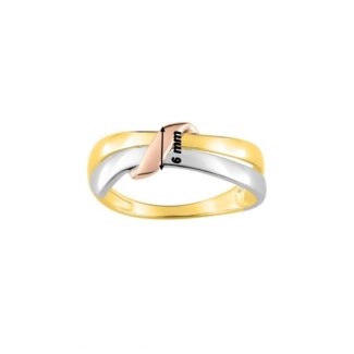 Bague Femme Plaqué Or tricolore et Rhodium ROBBEZ MASSON, largeur