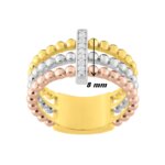 Bague Femme Plaqué Or tricolore, Oxydes de zirconium et Rhodium ROBBEZ MASSON, largeur