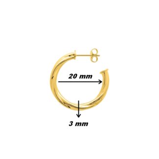 Boucles d'oreilles demi créoles Femme torsadées Plaqué Or ROBBEZ MASSON, dimensions