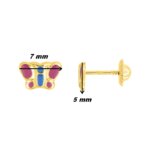 Boucles d'oreilles Enfant Papillon Or jaune 750/1000 ROBBEZ MASSON , dimensions