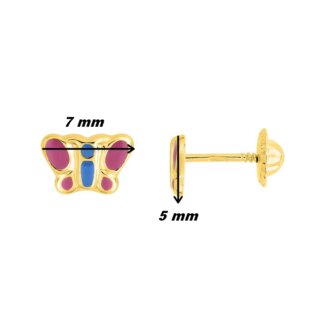 Boucles d'oreilles Enfant Papillon Or jaune 750/1000 ROBBEZ MASSON , dimensions
