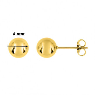 Boucles d’oreilles boules 8 mm Femme Plaqué OR ROBBEZ MASSON, diamètre