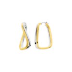 Boucles d’oreilles créoles géométriques Femme Plaqué Or et Rhodium ROBBEZ MASSON