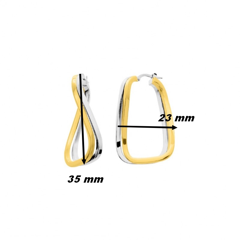 Boucles d’oreilles créoles géométriques Femme Plaqué Or et Rhodium ROBBEZ MASSON, dimensions