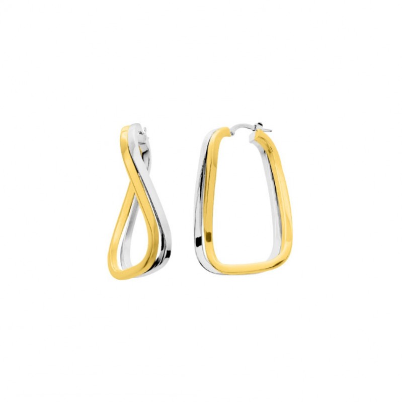 Boucles d’oreilles créoles géométriques Femme Plaqué Or et Rhodium ROBBEZ MASSON