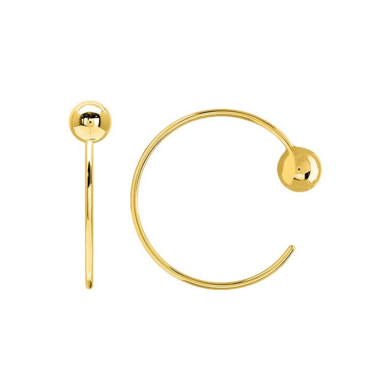 boucles-oreilles-creoles-femme-plaqué-or-ROBBEZ-MASSON-135688 Boucles d'oreilles demi créoles Femme boules Plaqué Or ROBBEZ MASSON