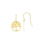 Boucles d'oreilles pendantes Arbre de vie et Cœur Plaqué Or ROBBEZ MASSON