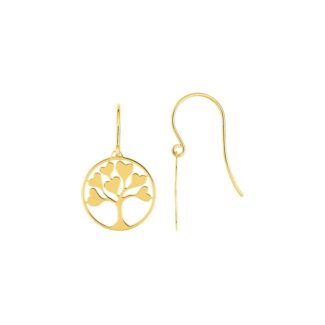 Boucles d'oreilles pendantes Arbre de vie et Cœur Plaqué Or ROBBEZ MASSON