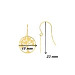 Boucles d'oreilles pendantes Arbre de vie et Cœur Plaqué Or ROBBEZ MASSON, dimensions