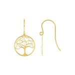 Boucles d'oreilles pendantes Arbre de vie et Cœur ajouré Femme Plaqué Or ROBBEZ MASSON