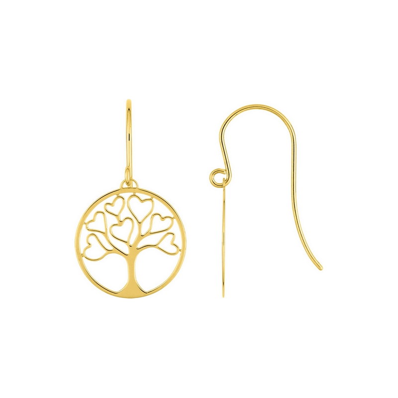 boucles-oreilles-pendantes-arbre-de-vie-femme-plaqué-or-et-oxydes-robbre-masson-135925 Boucles d'oreilles pendantes Arbre de vie et Cœur ajouré Femme Plaqué Or ROBBEZ MASSON