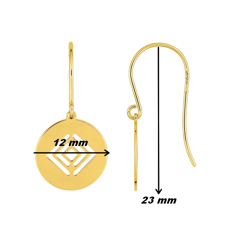 Boucles d'oreilles pendantes Cercle Femme Plaqué Or ROBBEZ MASSON, dimensions