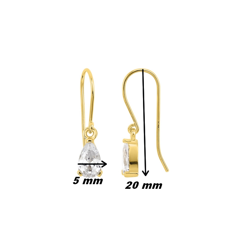 Boucles d'oreilles pendantes Femme Plaqué Or et Oxydes de zirconium ROBBEZ MASSON, dimensions