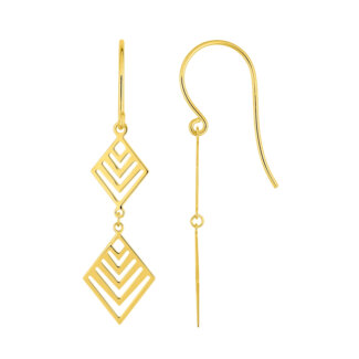 Boucles d oreilles pendantes Losange Femme Plaqué Or ROBBEZ MASSON
