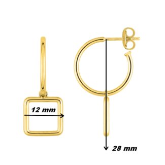 Boucles d'oreilles demi créoles pendantes Femme Plaqué Or ROBBEZ MASSON, dimensions