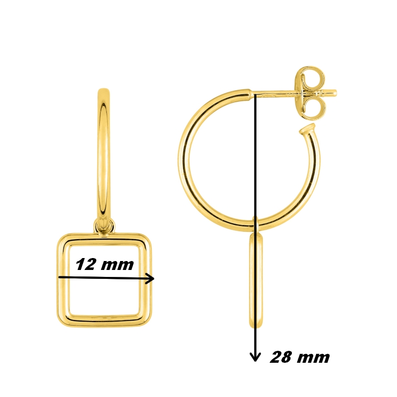 Boucles d'oreilles demi créoles pendantes Femme Plaqué Or ROBBEZ MASSON, dimensions