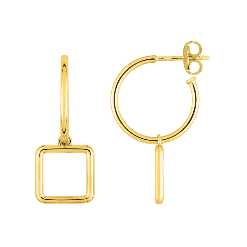 Boucles d'oreilles demi créoles pendantes Femme Plaqué Or ROBBEZ MASSON