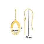 Boucles d'oreilles pendantes Ovales Femme Plaqué Or ROBBEZ MASSON, dimensions