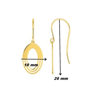 Boucles d'oreilles pendantes Ovales Femme Plaqué Or ROBBEZ MASSON, dimensions