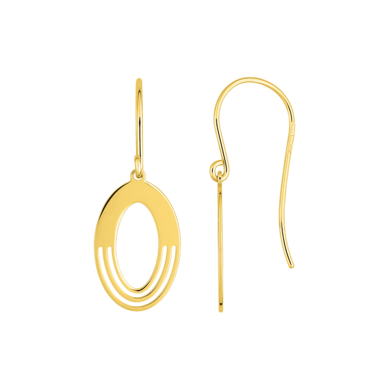 Boucles d'oreilles pendantes Ovales Femme Plaqué Or ROBBEZ MASSON