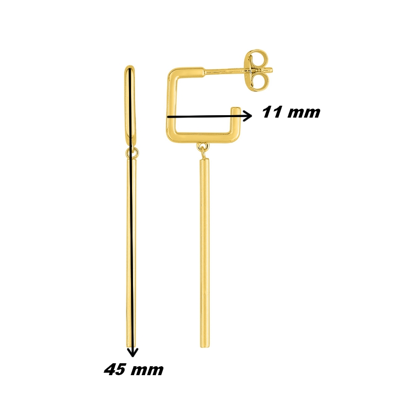 Boucles d'oreilles pendantes géométrique Femme Plaqué Or ROBBEZ MASSON, dimensions