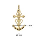 Pendentif Croix de Camargue Tête de Taureau Or jaune 750/1000 THOMAS JAVON, ECLAT DE CAMARGUE, dimensions