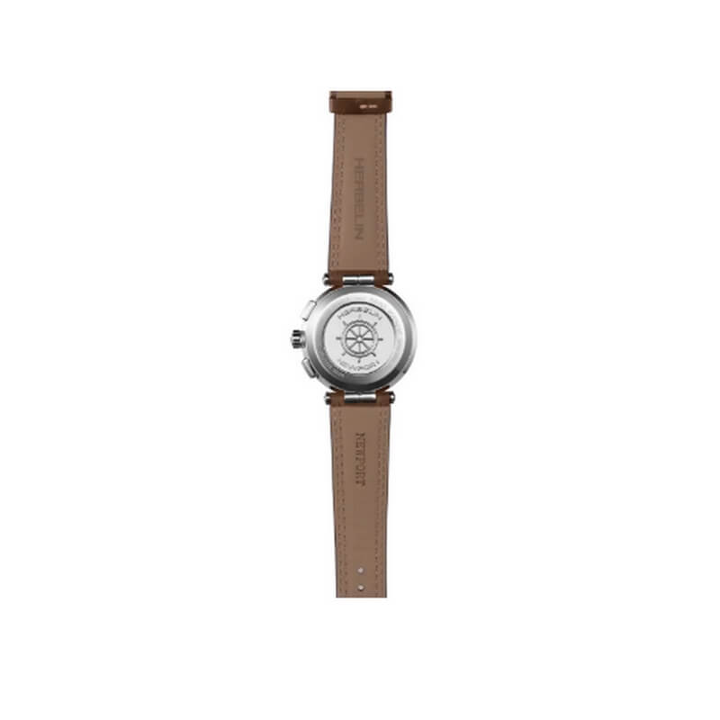 montre-homme-newport-herbelin-chonographe-cuir-marron-37658AP24MA-dos Montre Homme NEWPORT HERBELIN Chronographe, Acier inoxydable et Cuir marron 37658AP24MA, dos